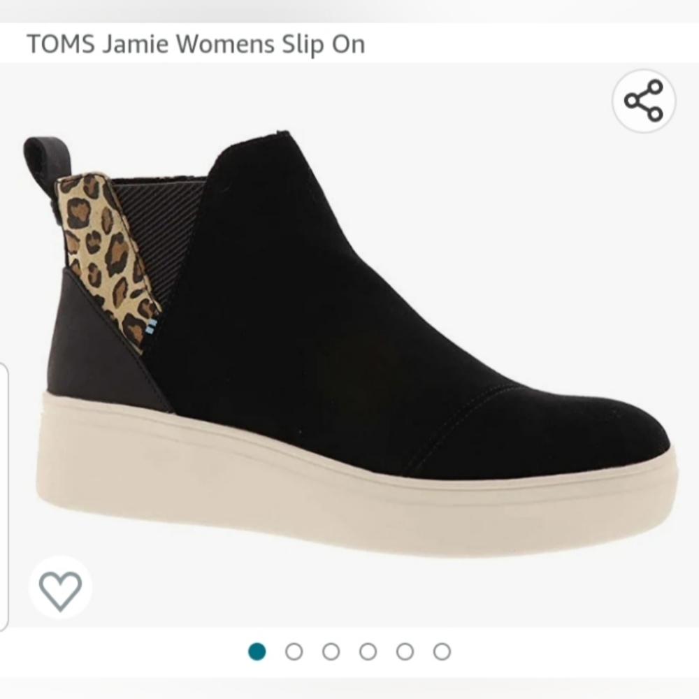 Tom's Jamie black suede and leopard bootie/sneaker
